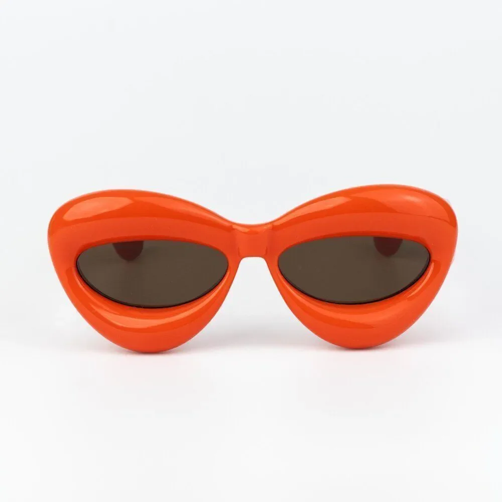 Loewe INFLATED Men Sunglasses Orange Brown Cat Eye LW40097I 42E NEW AUTHENTIC